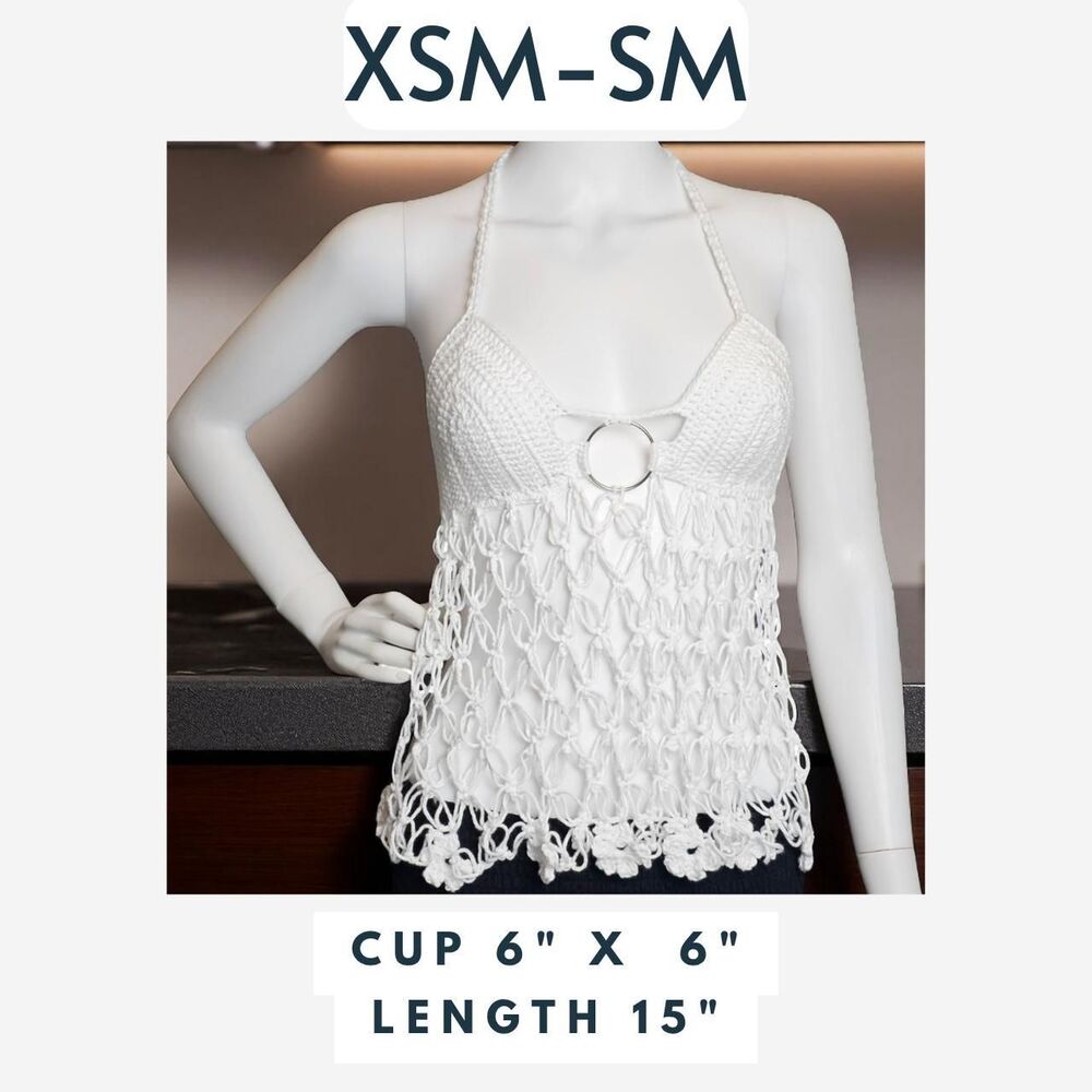 🌼 Handmade Crochet Top w/ Ring Detail - Picture 2 of 7
